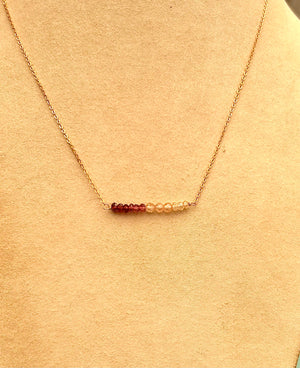 #780 garnet ombré bar 16” necklace