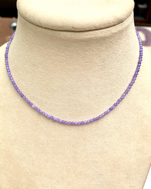 #562 light purple jade 2 mm 16” necklace